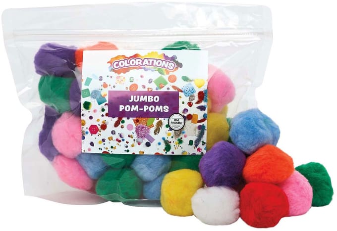 Colorations gekleurde pompons knutselen 5cm 50 stuks multi kleuren.