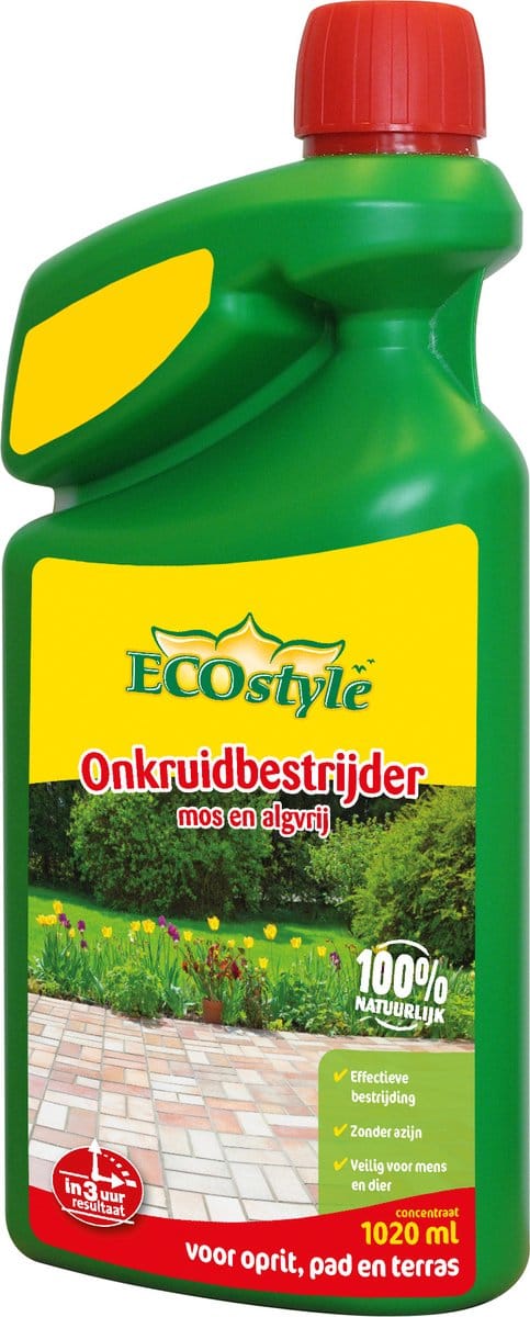 ECOstyle Onkruidbestrijder Mos en Alg Vrij 1020 ml concentraat - tegen onkruid, mos en algen