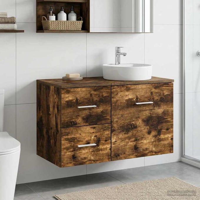 vidaXL - Badkamerkast - Tussenin - Gerookt - eiken - 30 - x - 44,5 - x - 50 - cm