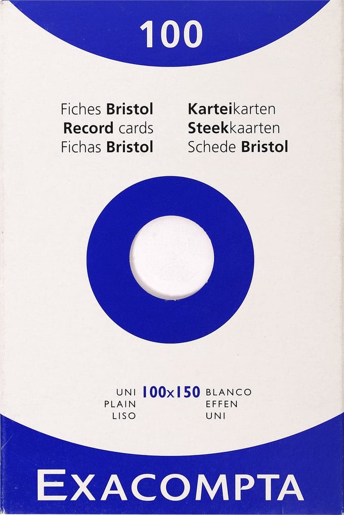 Exacompta 10x etui 100 steekkaarten bristol effen niet geperforeerd 100x150mm - Wit - 13302E