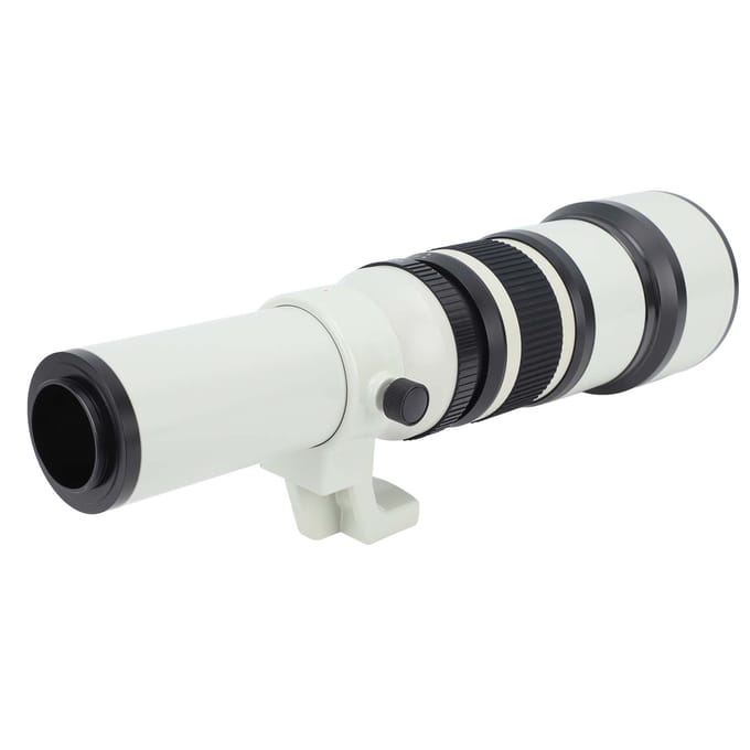 Objectif Téléobjectif 500mm F6.3 à Mise au Point Manuelle avec Bague Adaptatrice T2 16.4ft Revêtement MC Structure Métallique blanc