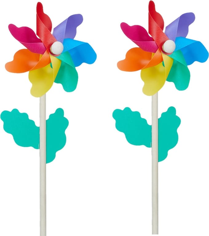 Cepewa Windmolen tuin/strand - 2x - Speelgoed - Multi kleuren - 30 cm
