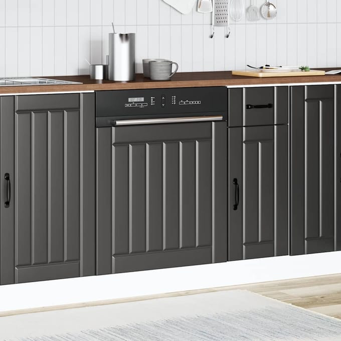 vidaXL - Vaatwaspaneel - Lucca - bewerkt - hout - zwart