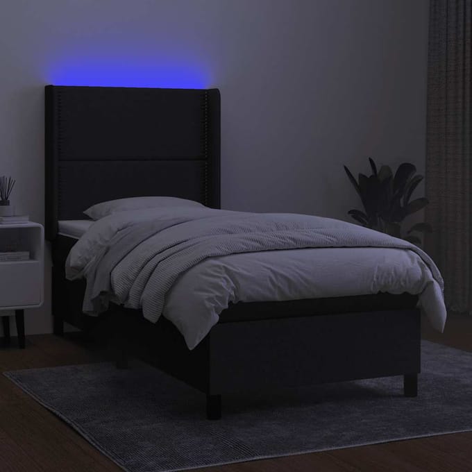 vidaXL - LED - Box - Spring - Bed - met - hoofdeinde - Stof