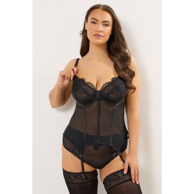 Yours Zwarte Nietgevoerde Kanten Basque Size 90D