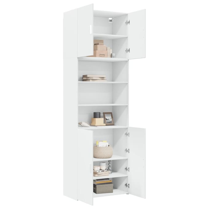 vidaXL - Hoge - kast - 80x42,5x249 - cm - bewerkt - hout - wit