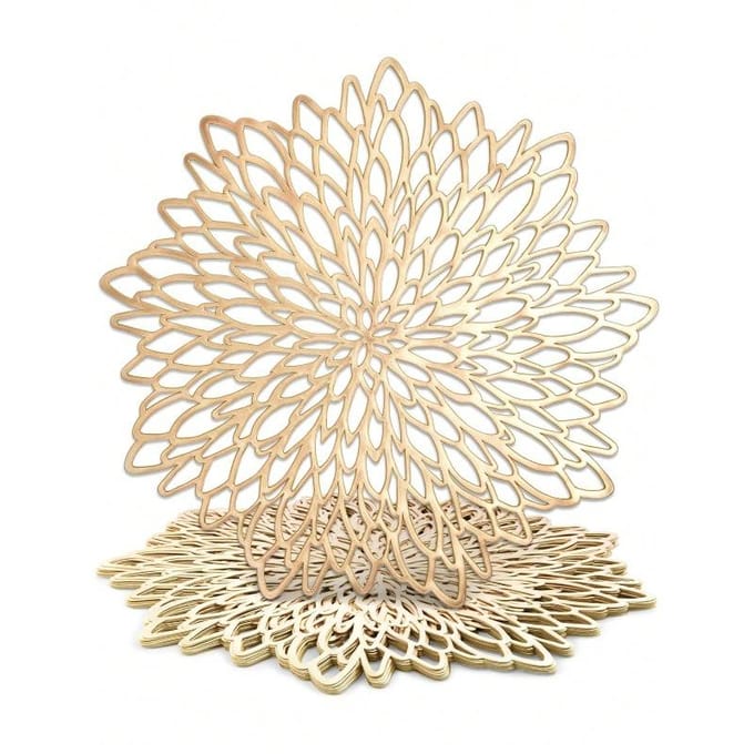 Ronde placemats met goudkleurig bloemenpatroon 1PC&one-size