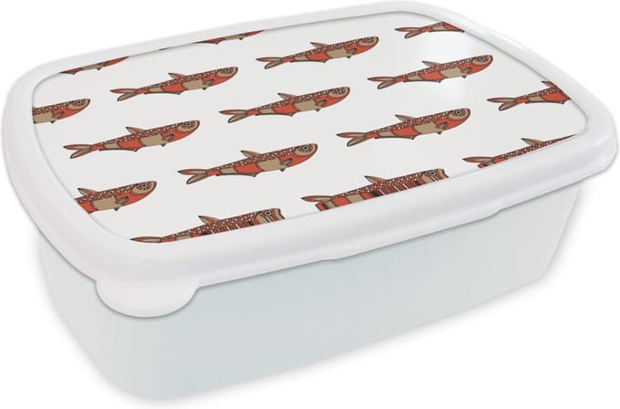 Broodtrommel Wit - Lunchbox - Brooddoos - Design - Vis - Karper - 18x12x6 cm - Volwassenen