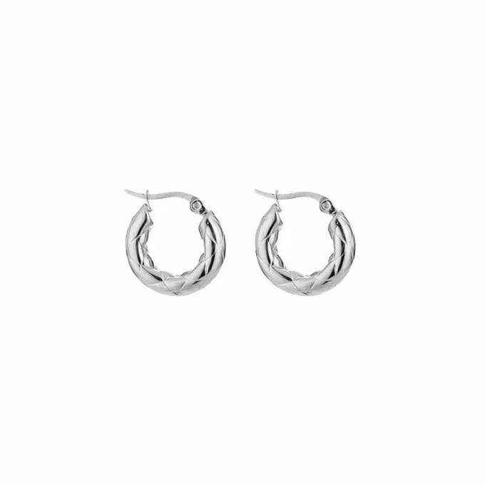 Bijoutheek Oorringen Engraved 5mm Dik Silver