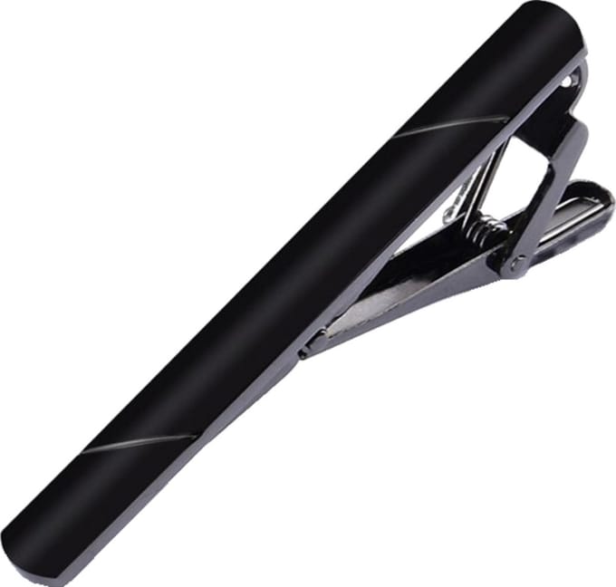 Fako Bijoux® - Dasspeld - Stropdas Clip - Tie Clip - Deluxe - Double Stripe - Striped - 58mm - Zwart
