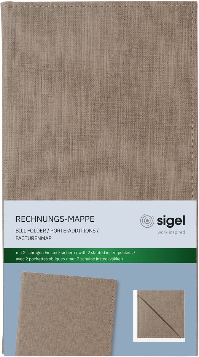 Sigel facturenmap met 2 schuine insteekvakken beige
