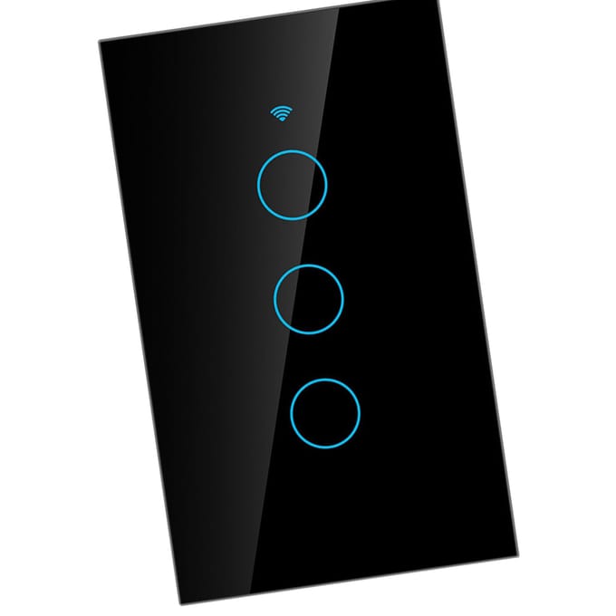 Interrupteur tactile Wi-Fi à cercle unique pour Alexa et Google, 3 voies AC  (Noir ) noir