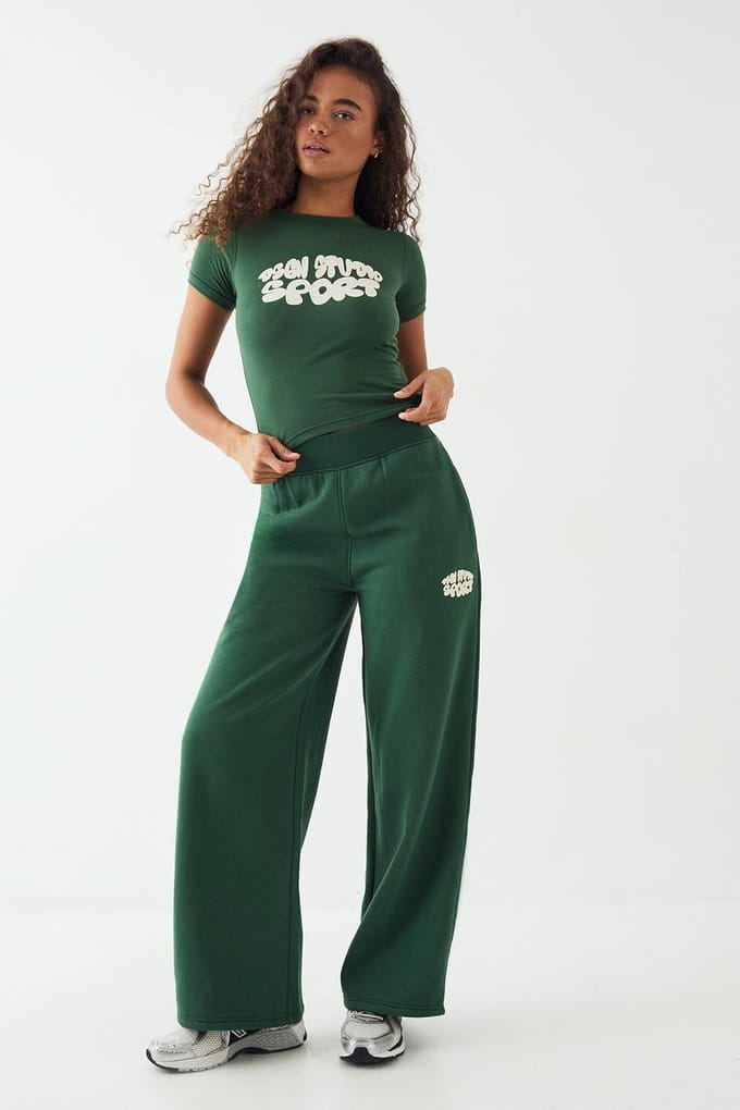 Dames DSGN Studio Sport Bubble Slogan Baby T-Shirt | Forest | Maat: 3XL