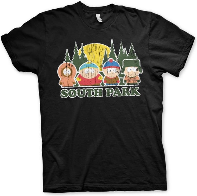 South Park T-shirt met verweerde look, zwart