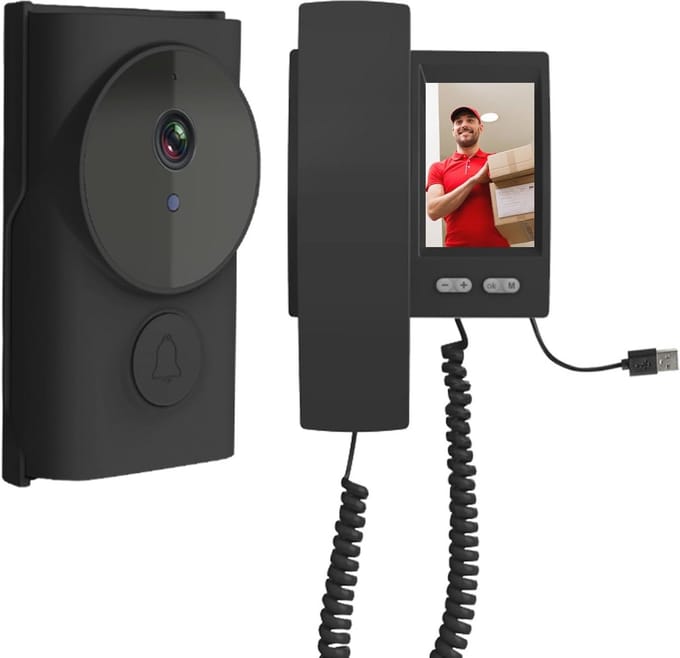 Draadloze Deurbel voor Buiten met Intercom en 3,5 inch Display - 1080p Videobewaking zonder Wifi