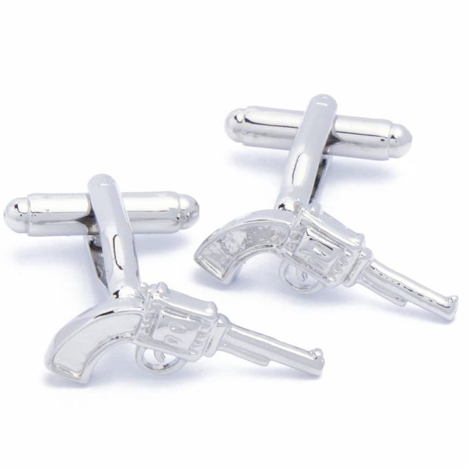 Manchetknopen - Pistool Revolver Western Magnum Zilver