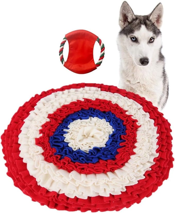 Snuffelmat Hond - Voedselpuzzel - Interactief Spelen - Machinewasbaar Ontwerp - 58 cm Diameter - Wit