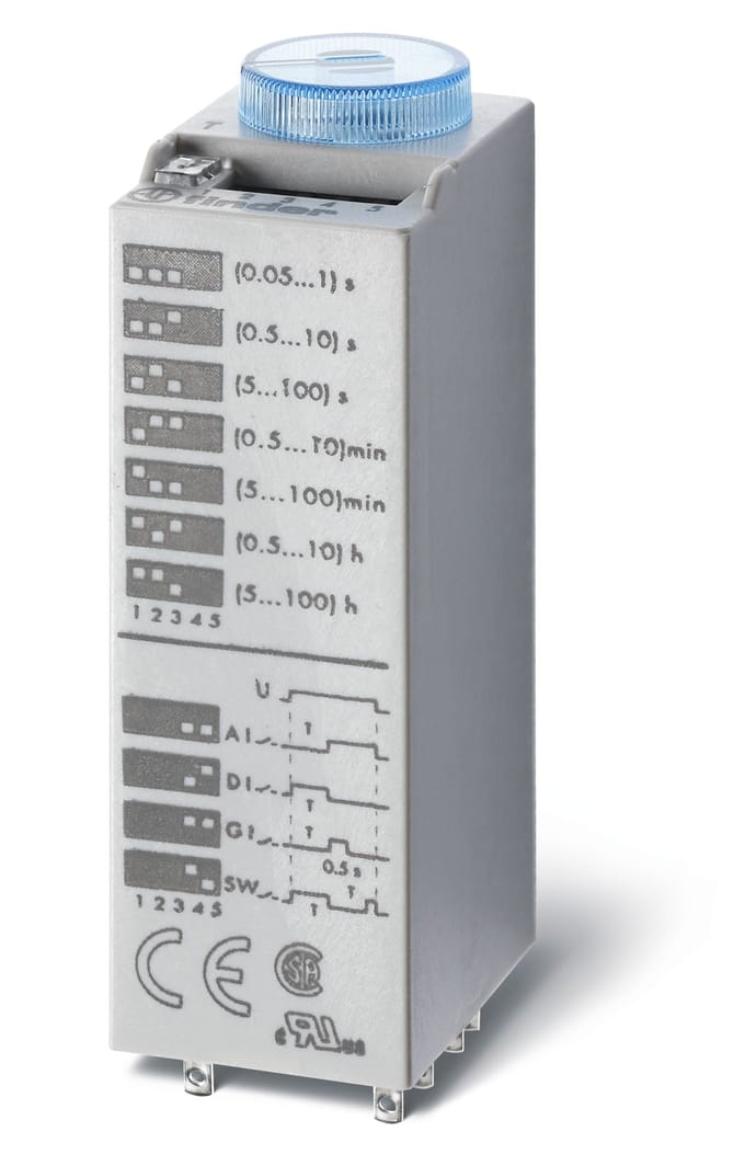 Finder Multifunctionele Timer Relais 24V AC/DC Dubbele Contact - 85.02.0.024.0000 - E3TQ6