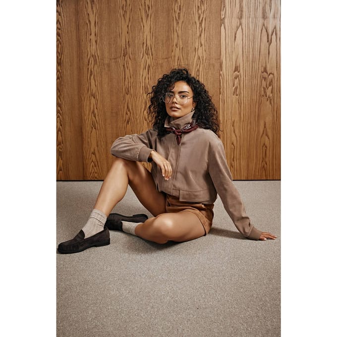 boohoo Dames Bomberjack in suede-look | Taupe | Maat: 16