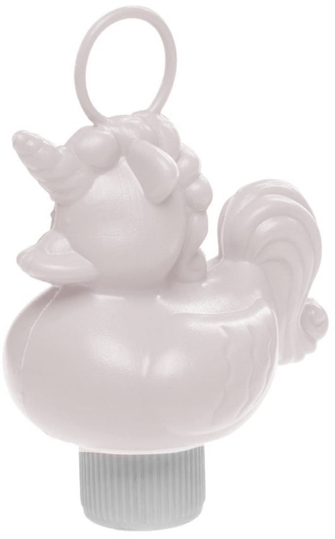 Eenhoorn badeendje - wit - badspeelgoed - 12 cm - Met oogje voor het hengelspel