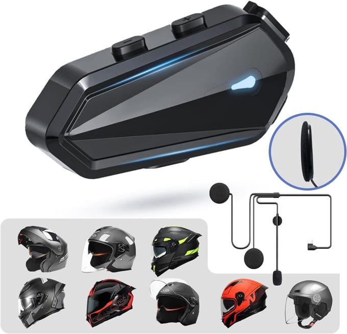 White-Label® Motorhelm Headset - Intercom - Bluetooth -Zwart