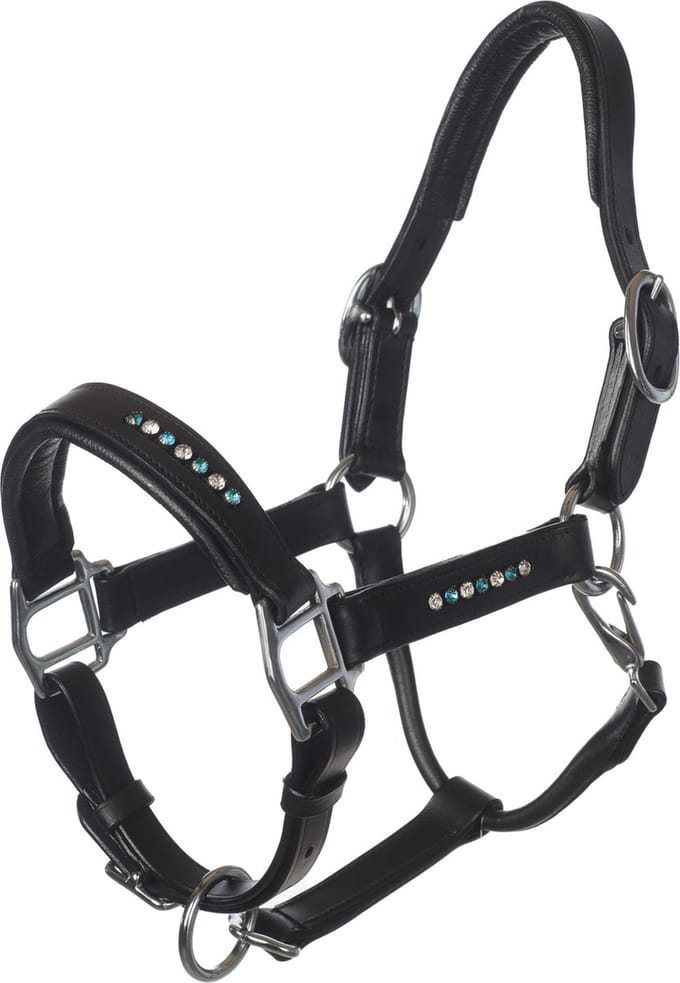 MHS Leren Halster Sparkle Mini Zwart / Aqua