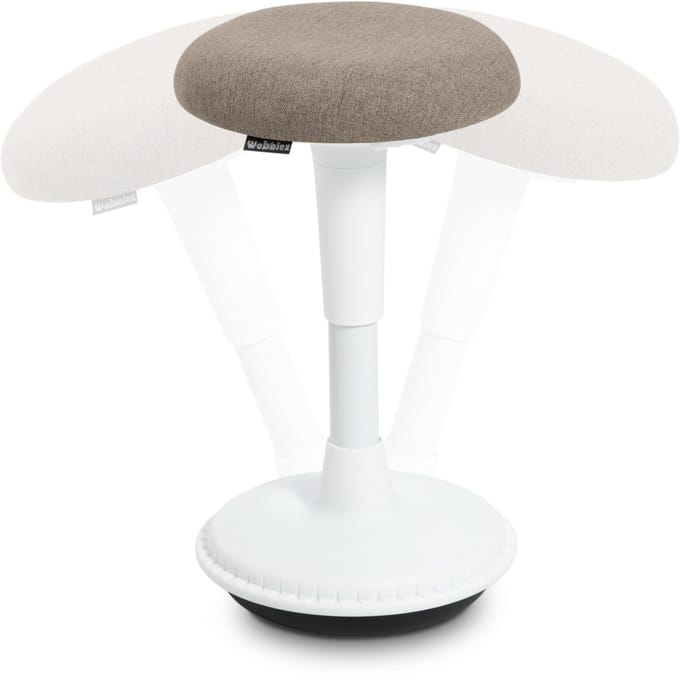 Wobblez® Spine Wiebelkruk - in hoogte verstelbare bureaukruk van 55-75 cm - Pebble zitting Wit frame