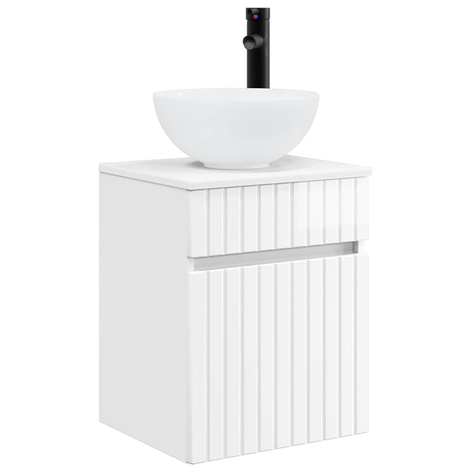 vidaXL - Wandgemonteerde - wastafelmeubel - Hoogglans - Wit - 39 - x - 35 - x - 63 - cm