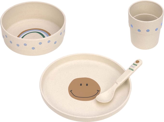 Lässig serviesset PP/Cellulose - Happy Rascals Smile sky blue