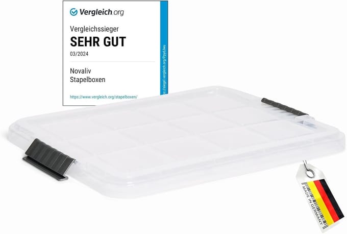Novaliv 1x vervangend deksel 27 liter met clipsluiting 46,5x36,5 cm Transparant