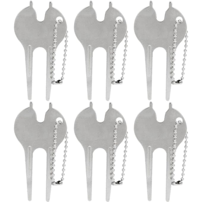 6 Stuks Golf Green Divot Tool Draagbare Zinklegering Gazon Reparatie Vork Bal Marker Accessoire white