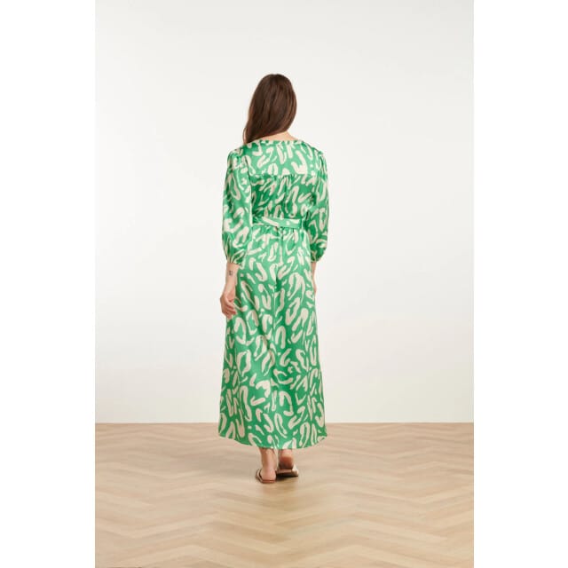 Smashed Lemon 25082 satin maxi jurk met te dierenprint |