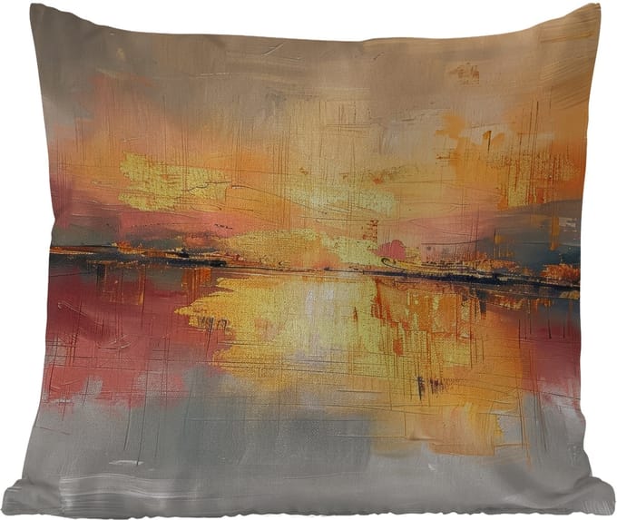 Sierkussen Buiten - Modern - Abstract - Goud - Roze - 60x60 cm - Weerbestendig