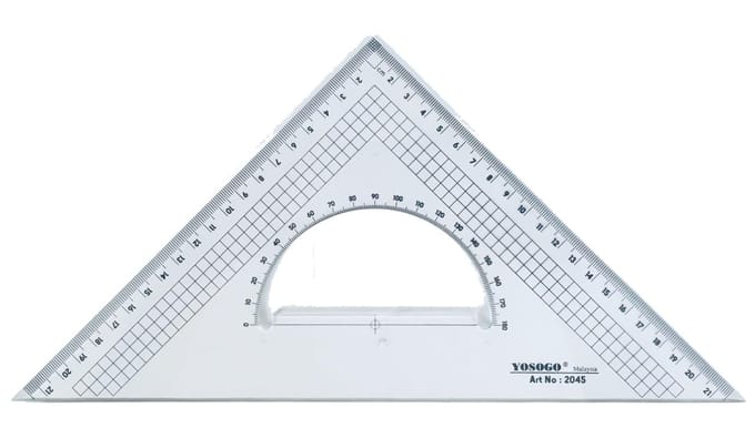 Grote 30cm Acryl Driehoekliniaal met Raster, Transparant, Set van 2 white