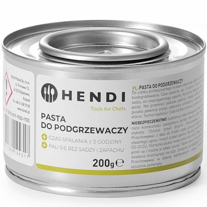 Hendi - Pasta voor Verwarmers - Bio Ethanol - 200g - 72 Stuks