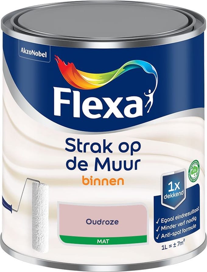 Flexa - Strak Op De Muur Binnen Mat - Oudroze - Mengverf - 1 L