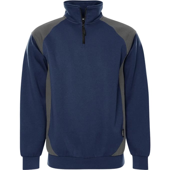Fristads Sweater met korte rits 7048 GSM - Marineblauw/Grijs - M