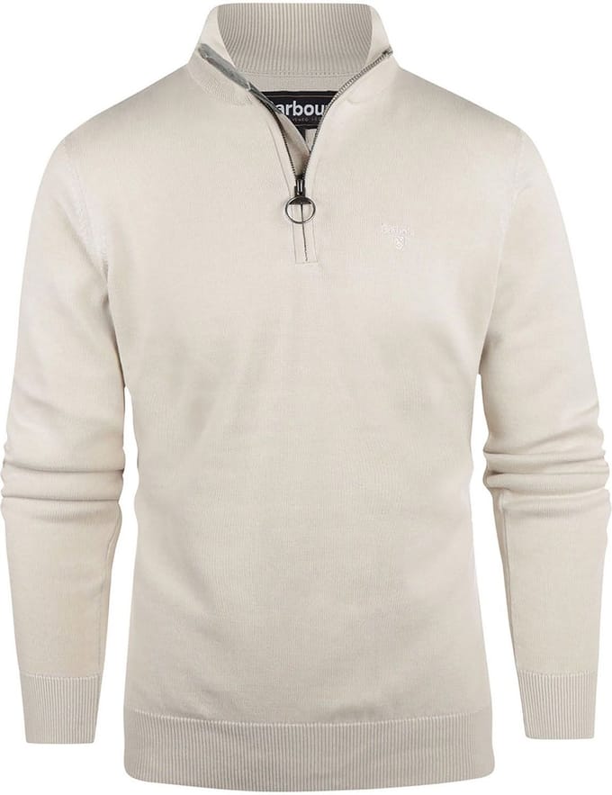 Barbour Trui Half Zip Ecru - Maat L - Heren