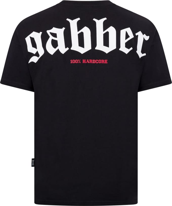 Gabber T-shirt Big Zwart - Maat: M