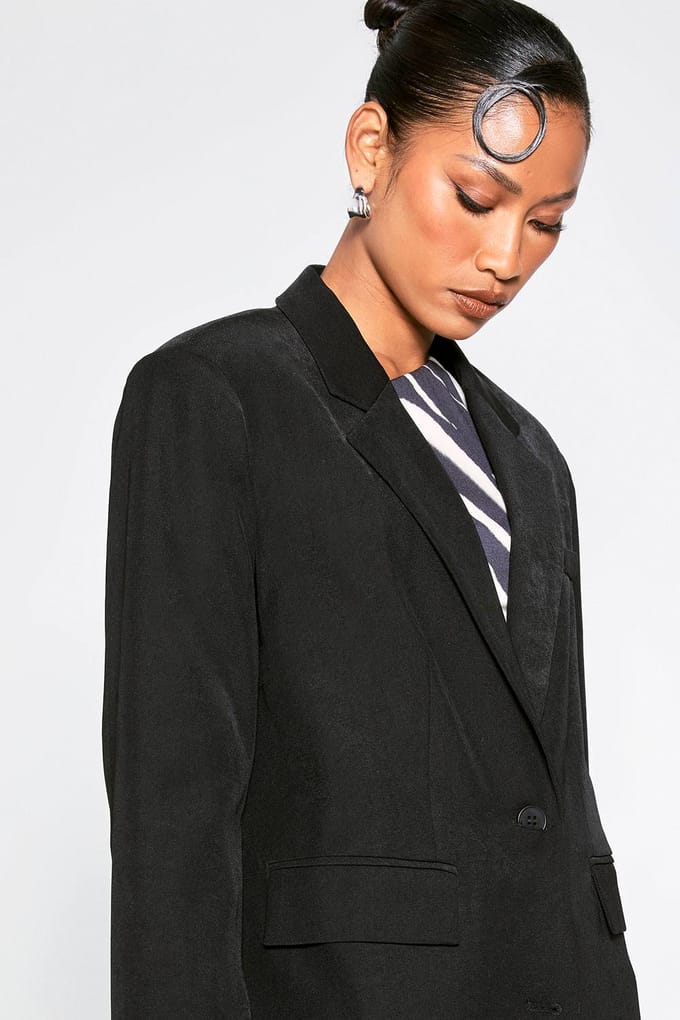 boohoo Dames Enkelrijs Oversized Blazer | Black | Maat: 6