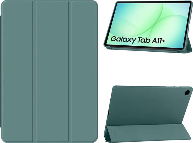 Arara Hoes Geschikt voor Samsung Galaxy Tab A11 Plus - Tri-Fold bookcase met auto/wake functie - Pine Groen