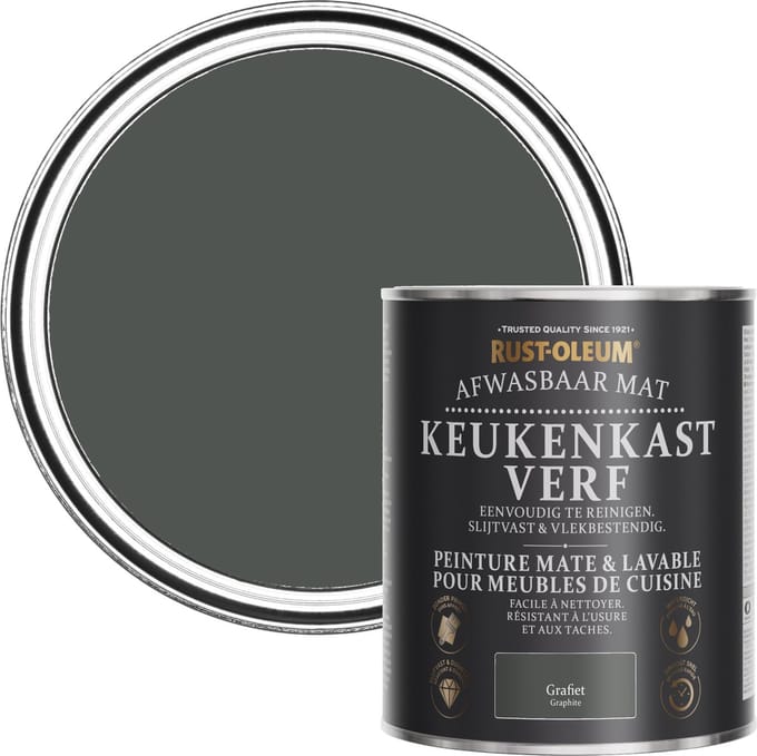 Rust-Oleum Donkergrijs Afwasbaar Mat Keukenkastverf - Grafiet 750ml