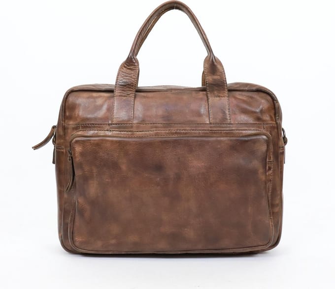 Bear Design Hugo Leren Laptoptas - 14 inch - Bruin