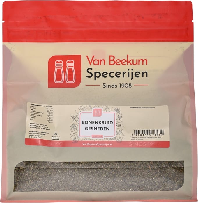 Van Beekum Specerijen - Bonenkruid Gesneden - 400 Gram (hersluitbare stazak)