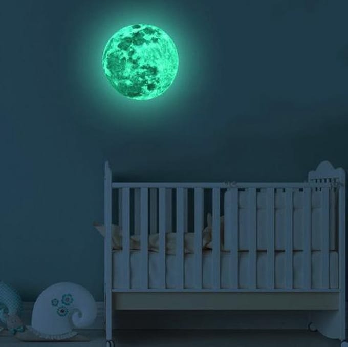 Glow in the dark maan Muurstickers - set van 2 stuks
