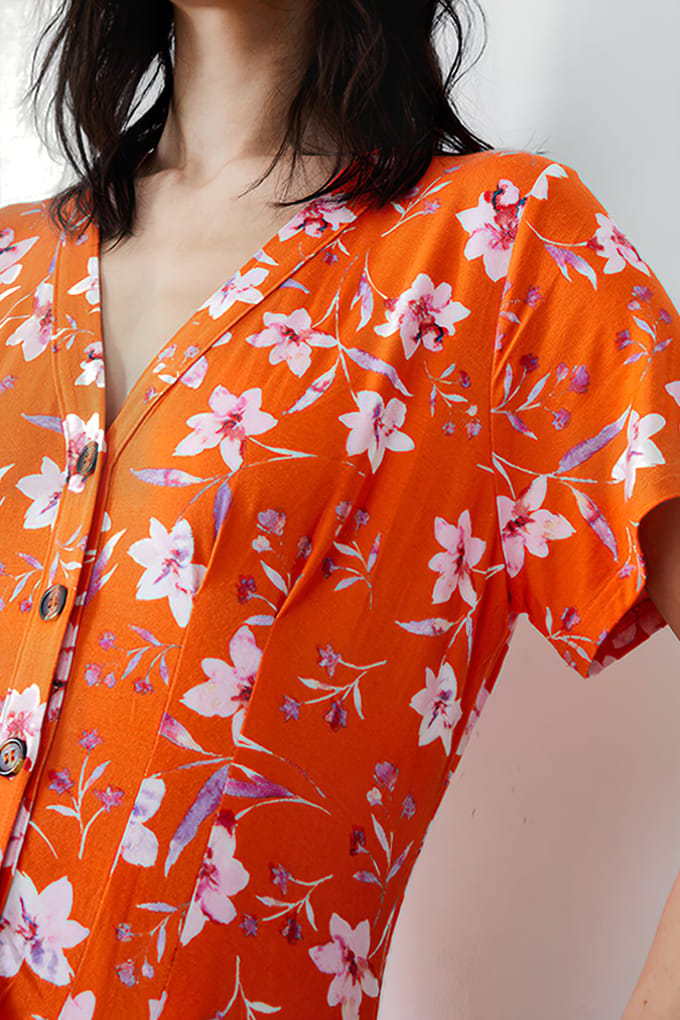 French Connection Camille Flippy Btn Dress Knee Mandarin Größe: 8 | Blusenkleider Outlet | Damen