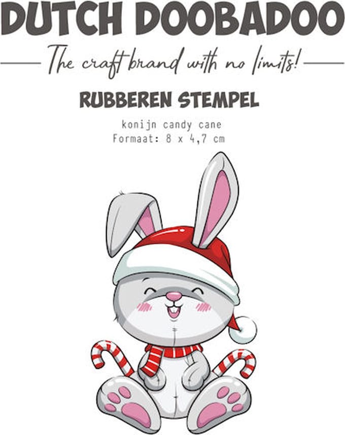 DDBD Rubber stempel Konijn candy cane