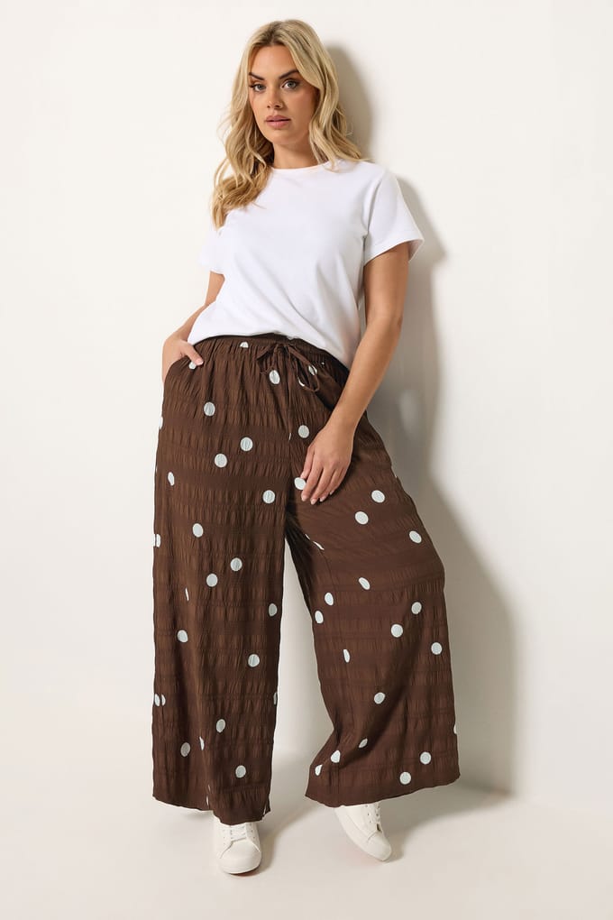 Yours Chocoladebruine Broek Met Stippen Size 42