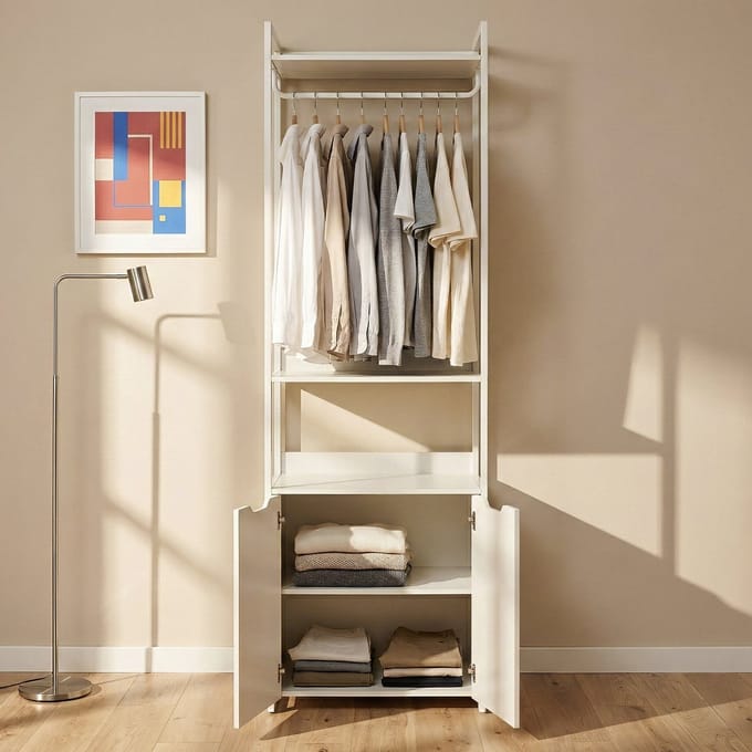 Kledingrek Jässaatka met 2 deuren 200x61x40 cm grijs [en.casa]