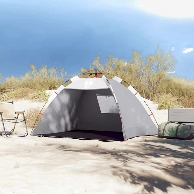 vidaXL - Strandtent - 2-persoons - waterdicht - snelontgrendeling - grijs